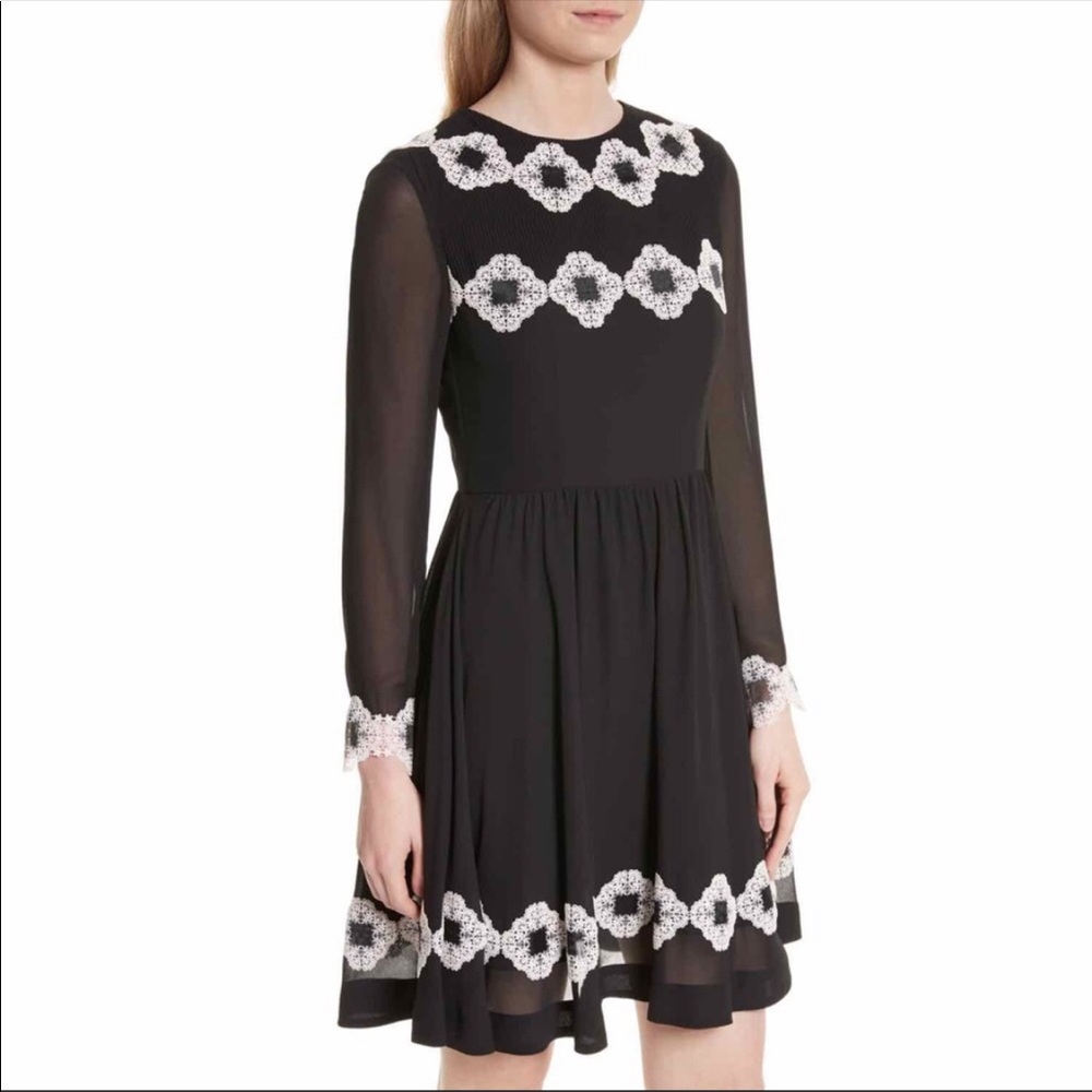 Ted Baker London Black Dress with beautiful white details! Only worn once!